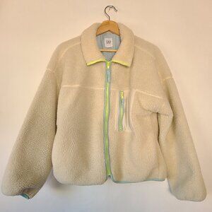 Gap Cream Fuzzy Faux Sherpa Zip-Up Jacket